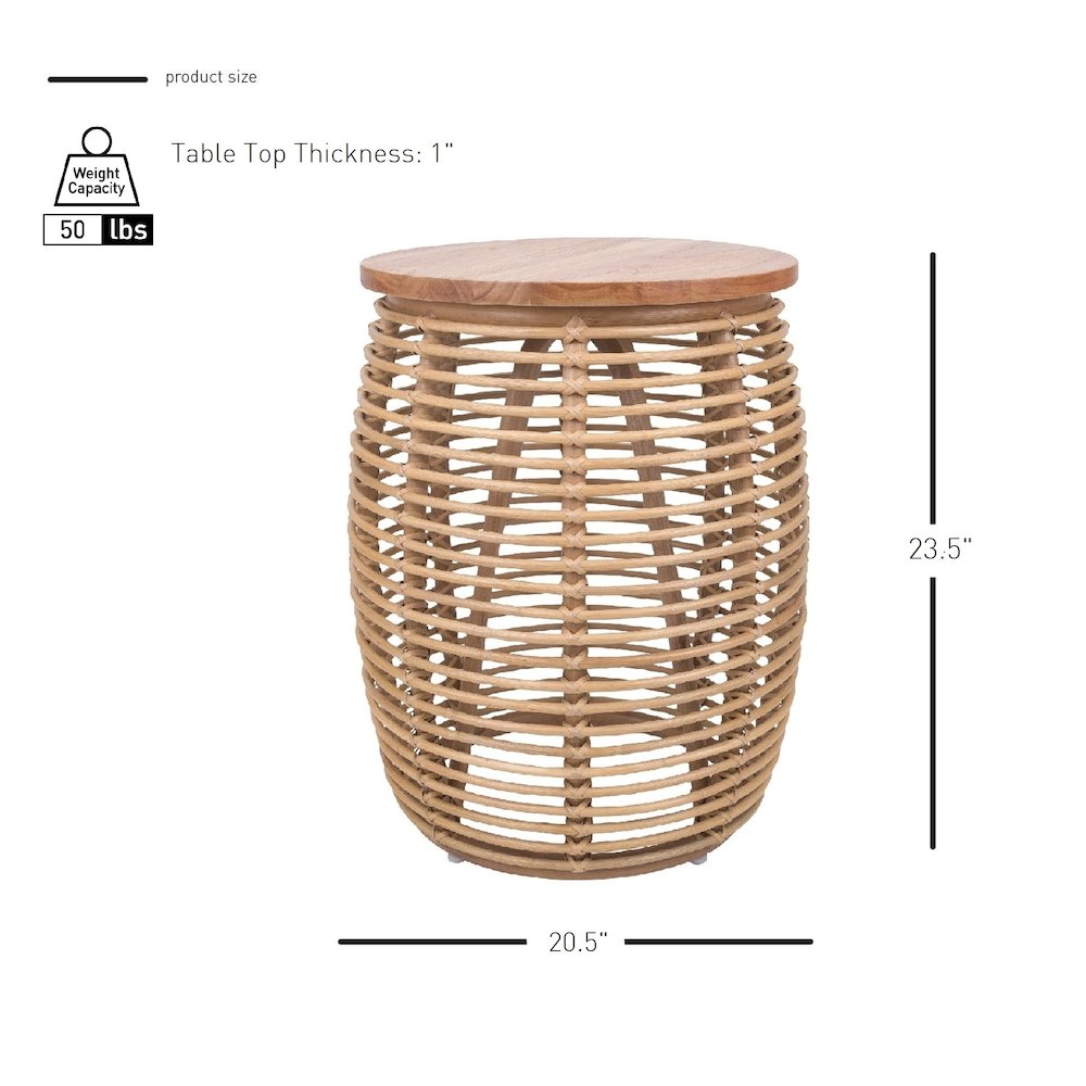 Iris Round Rattan End Table. Picture 5
