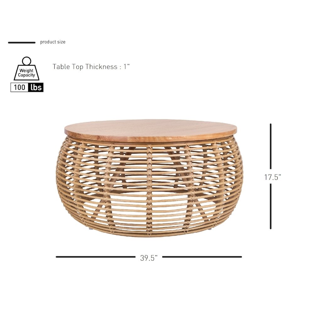 Iris Rattan Round Coffee Table. Picture 6