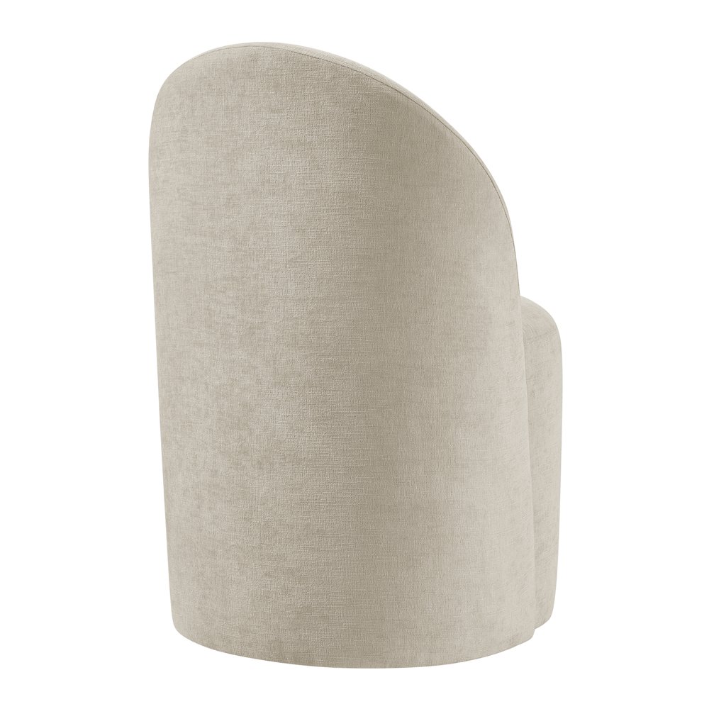 Cabrina Dining Side Chair w/ Casters - Millburry Beige Chenille. Picture 6