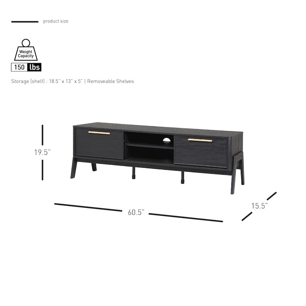 Heaton Low TV Stand - Black. Picture 14