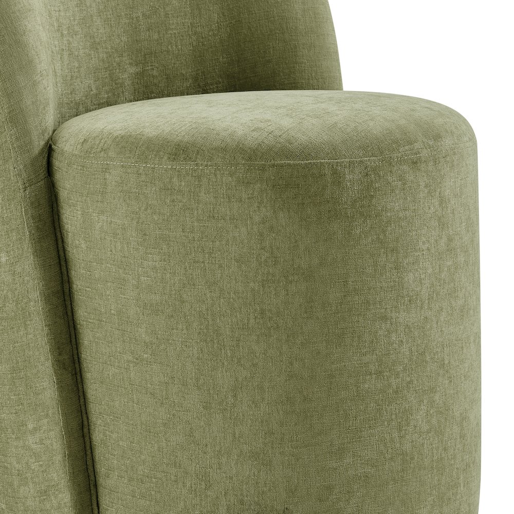 Cabrina Dining Side Chair w/ Casters - Millburry Green Chenille. Picture 9