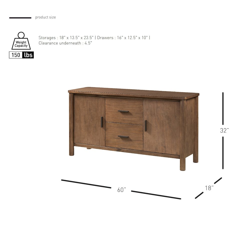 Bloomfield Sideboard 2 Drawers + 2 Doors. Picture 12