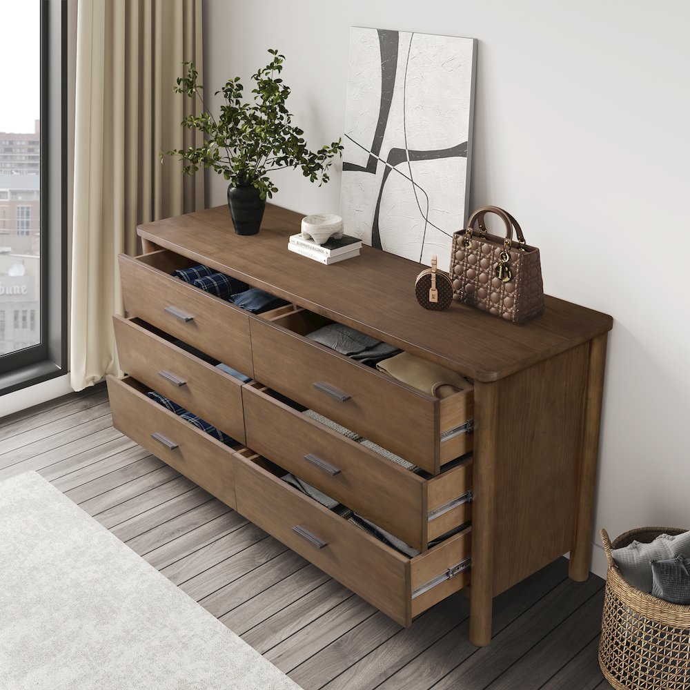 Bloomfield Dresser 6 Drawers, Dark Walnut. Picture 11