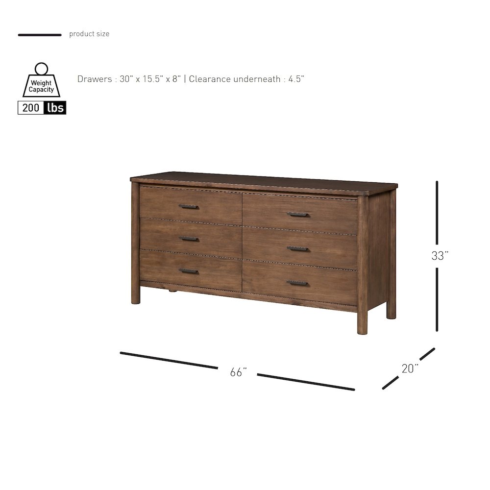 Bloomfield Dresser 6 Drawers, Dark Walnut. Picture 12