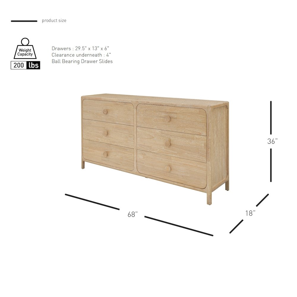 Hansville Dresser 6 Drawers. Picture 11