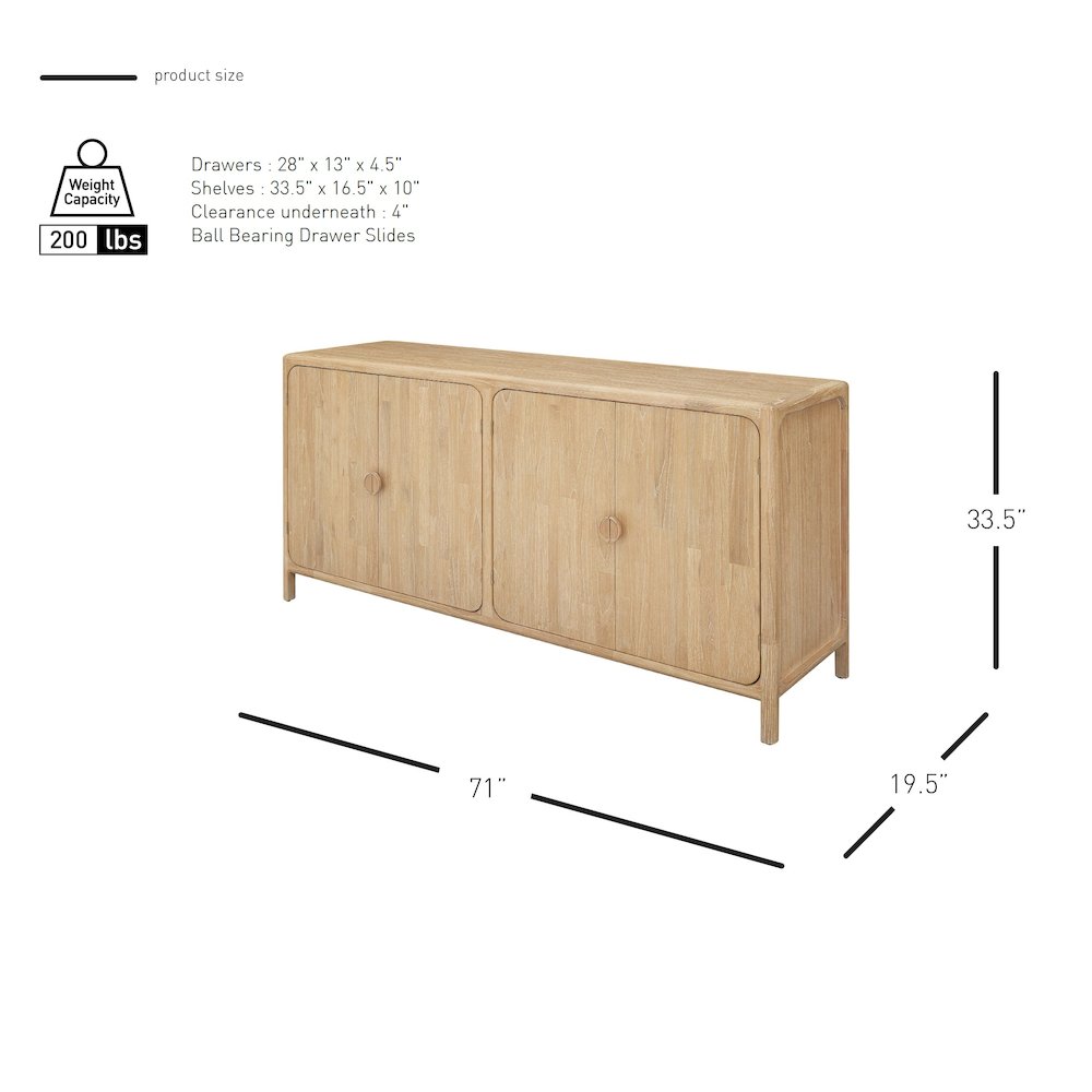 Hansville Sideboard  4 Doors w/ 2 Inner Drawers. Picture 11