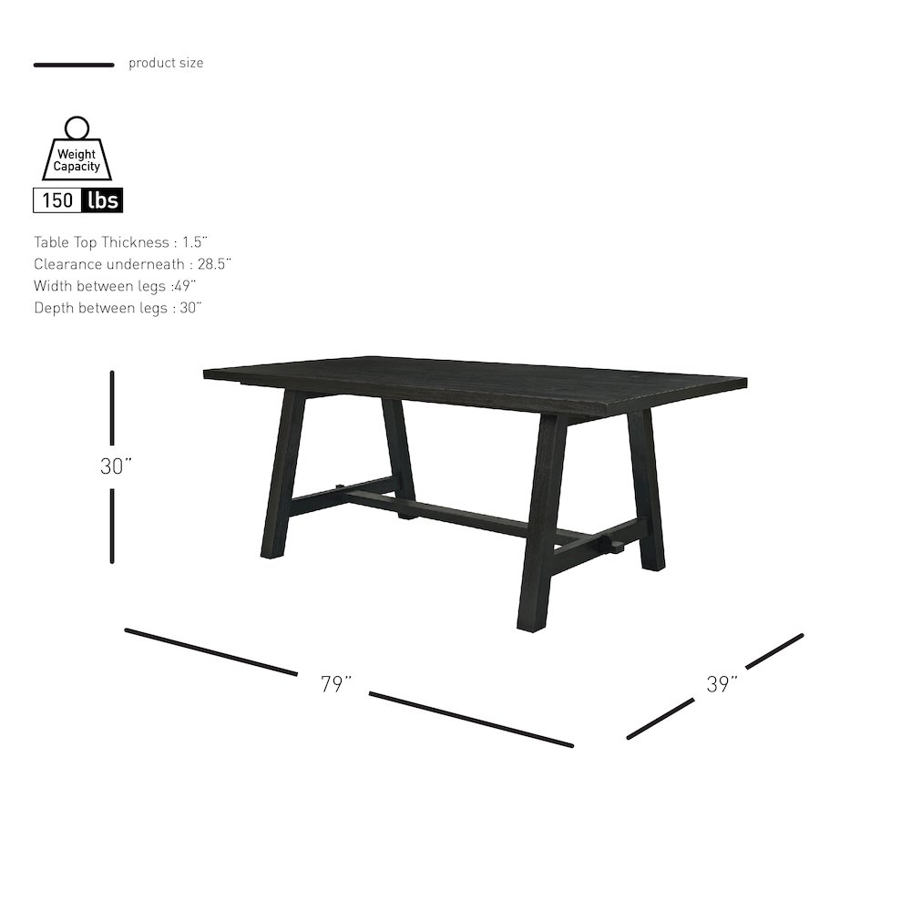 Bedford 79" Rect. Dining Table "A" Base. Picture 9