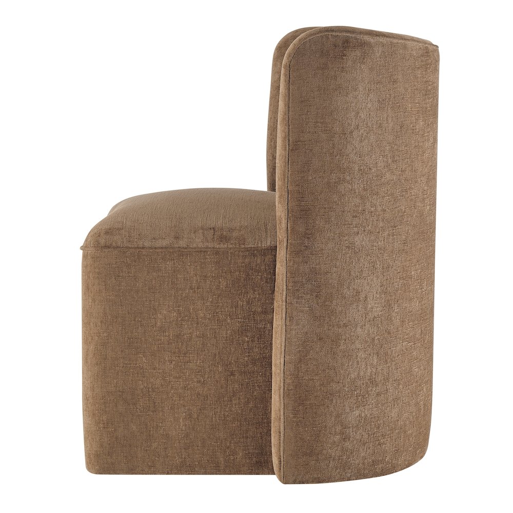 Morraine Dining Side Chair w/ Casters - Millburry Brown Chenille. Picture 3