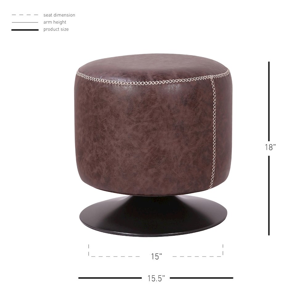 Gaia Faux Leather Round Swivel Ottoman. Picture 5