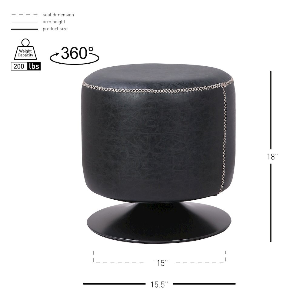 Gaia Faux Leather Round Swivel Ottoman. Picture 3