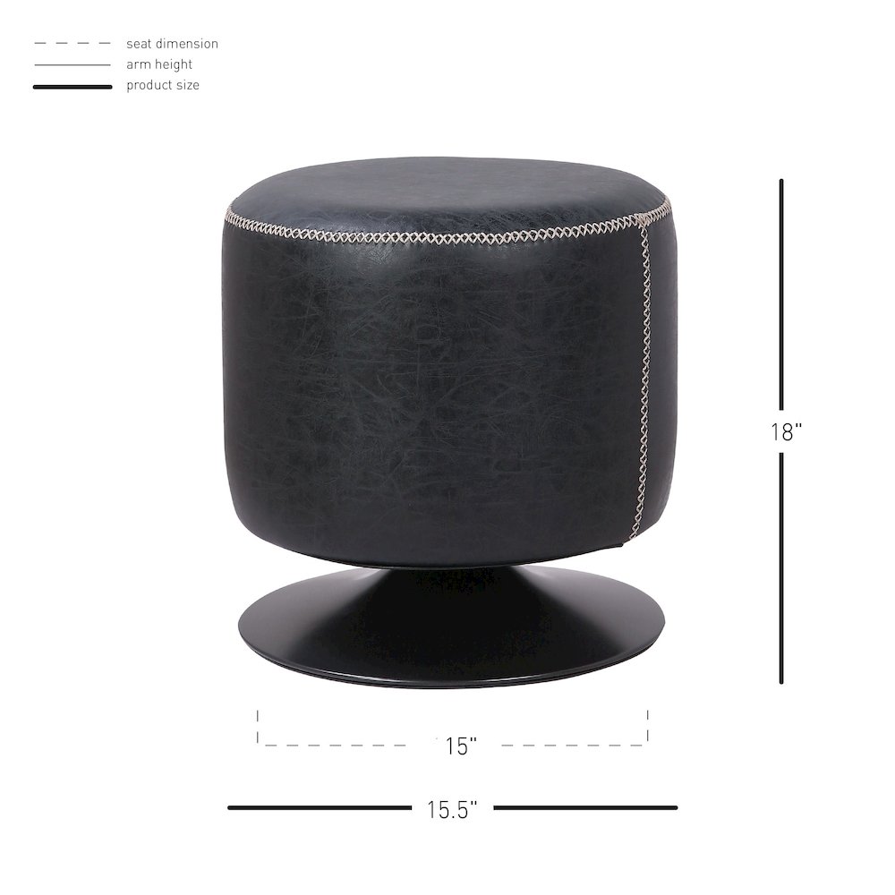Gaia Faux Leather Round Swivel Ottoman. Picture 4
