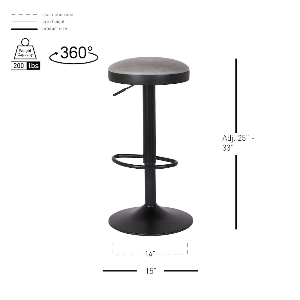 Juno Faux Leather Gaslift Backless Swivel Bar Stool, (Set of 2). Picture 7
