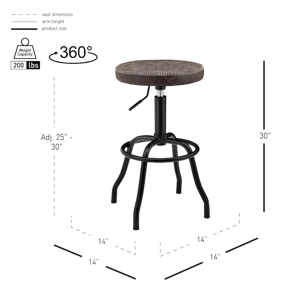 Eaton Faux Leather Gaslift Swivel Bar Stool. Picture 5