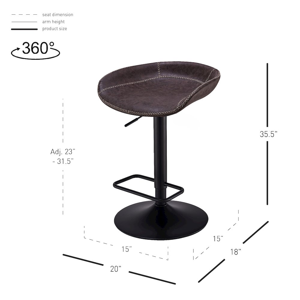 Rogue Faux Leather Gaslift Bar Stool, (Set of 2). Picture 9