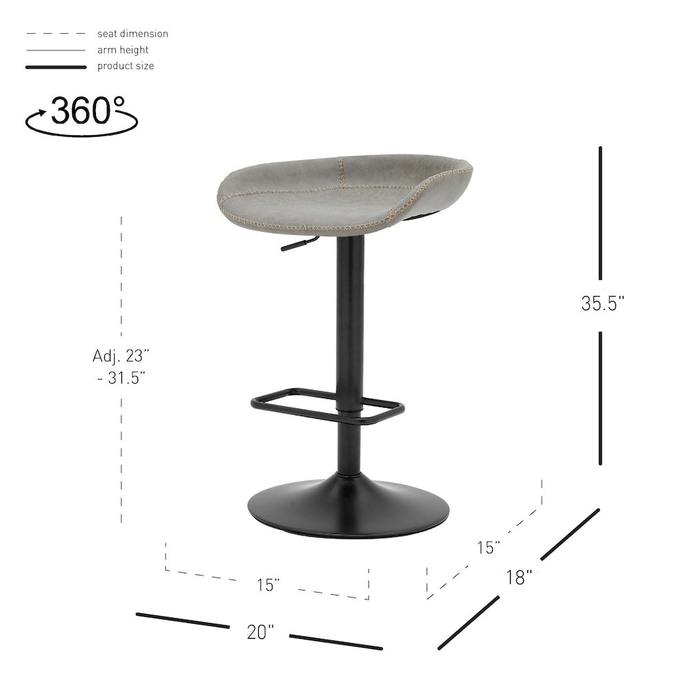 Rogue Faux Leather Gaslift Swivel Bar Stool, (Set of 2). Picture 8