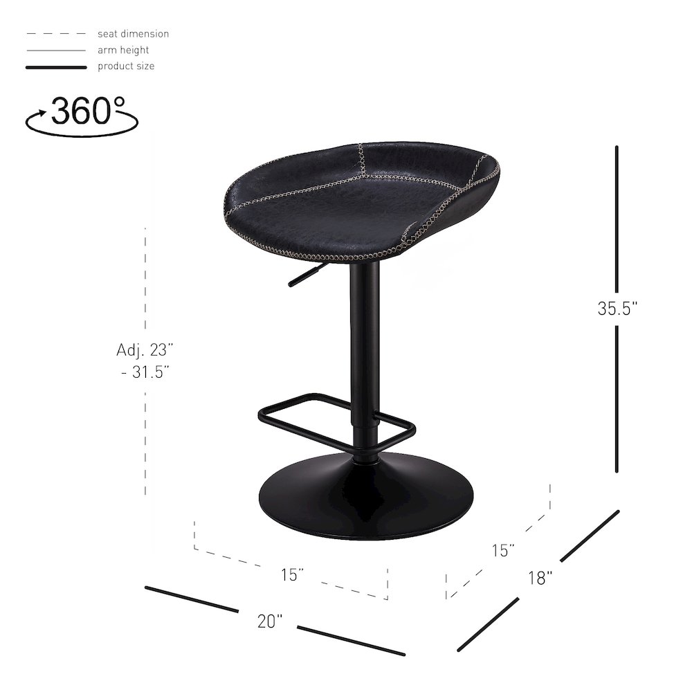 Rogue Faux Leather Gaslift Bar Stool, (Set of 2). Picture 9