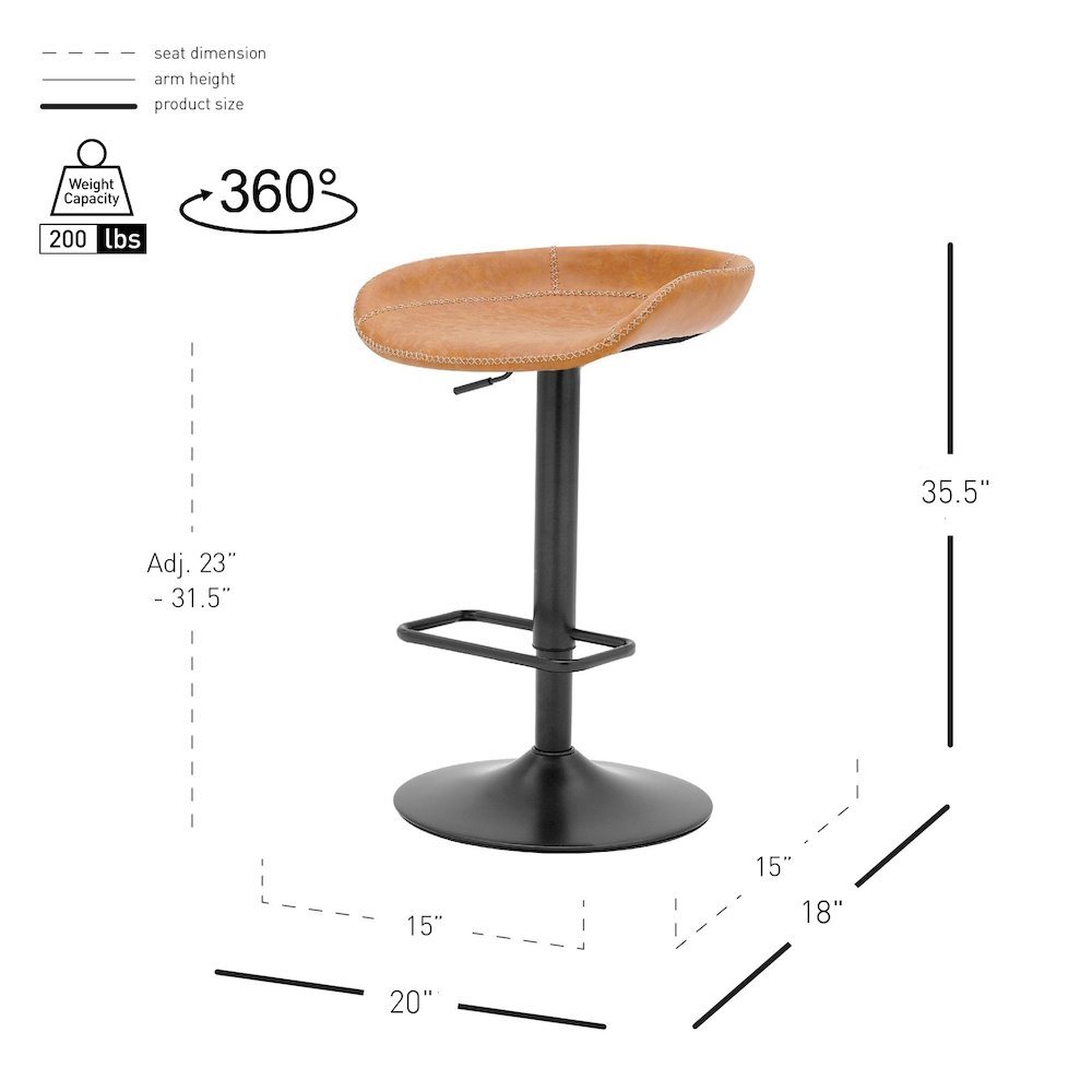 Rogue Faux Leather Gaslift Swivel Bar Stool, (Set of 2). Picture 7