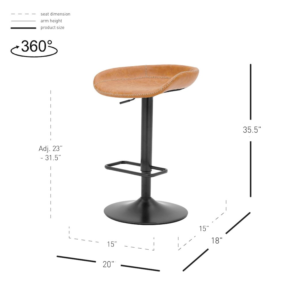 Rogue Faux Leather Gaslift Swivel Bar Stool, (Set of 2). Picture 8
