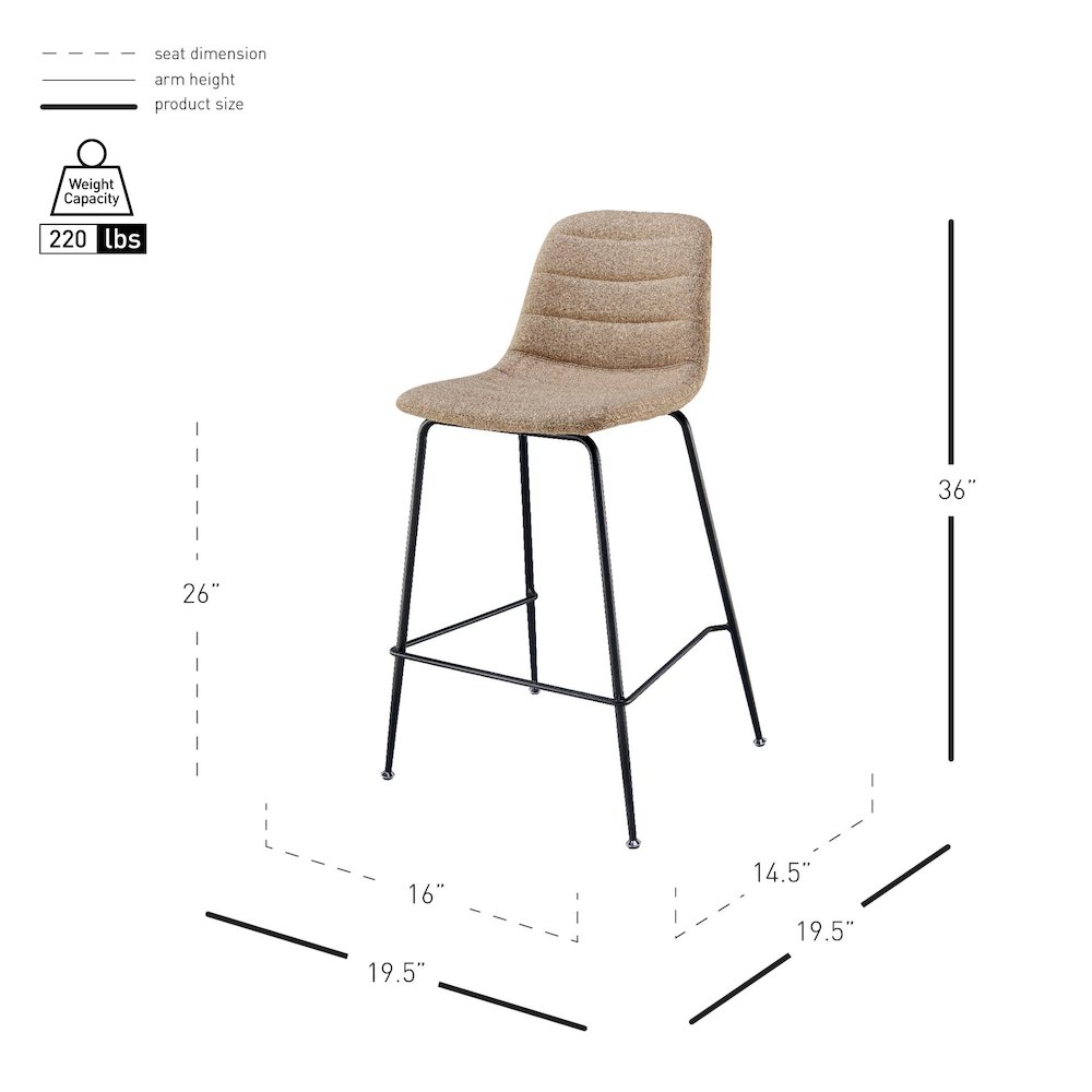 Caleb Fabric Counter Stool, (Set of 4). Picture 7