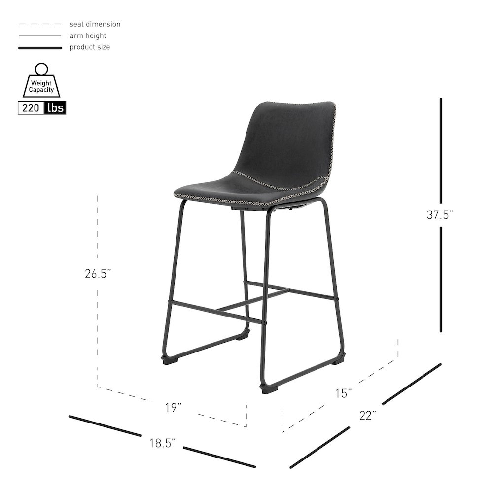 Vesta Faux Leather Counter Stool, (Set of 2). Picture 8