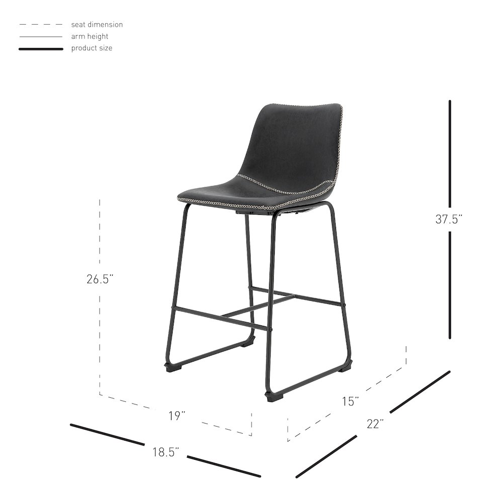 Vesta Faux Leather Counter Stool, (Set of 2). Picture 9