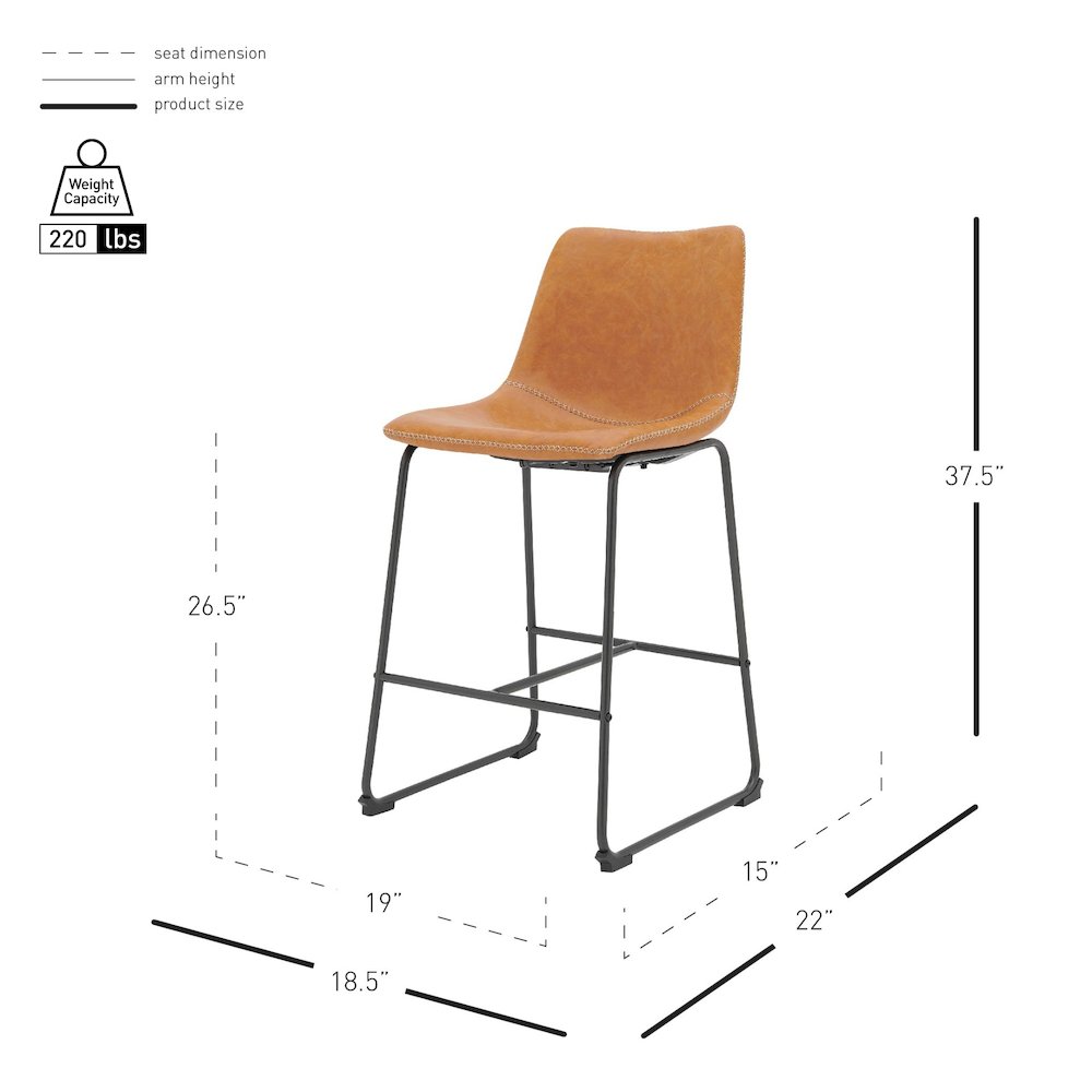 Vesta Faux Leather Counter Stool, (Set of 2). Picture 7