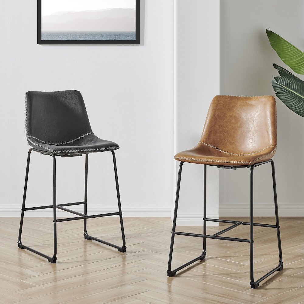 Vesta Faux Leather Counter Stool, (Set of 2). Picture 6