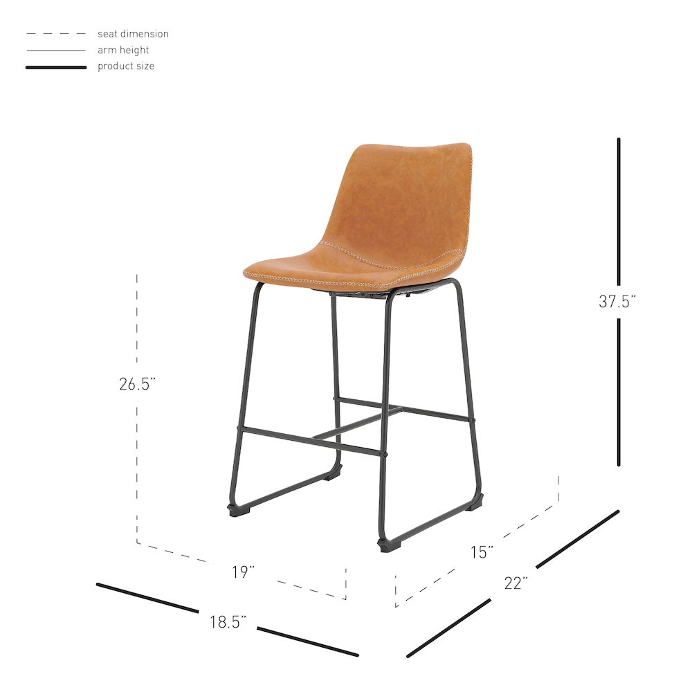 Vesta Faux Leather Counter Stool, (Set of 2). Picture 8