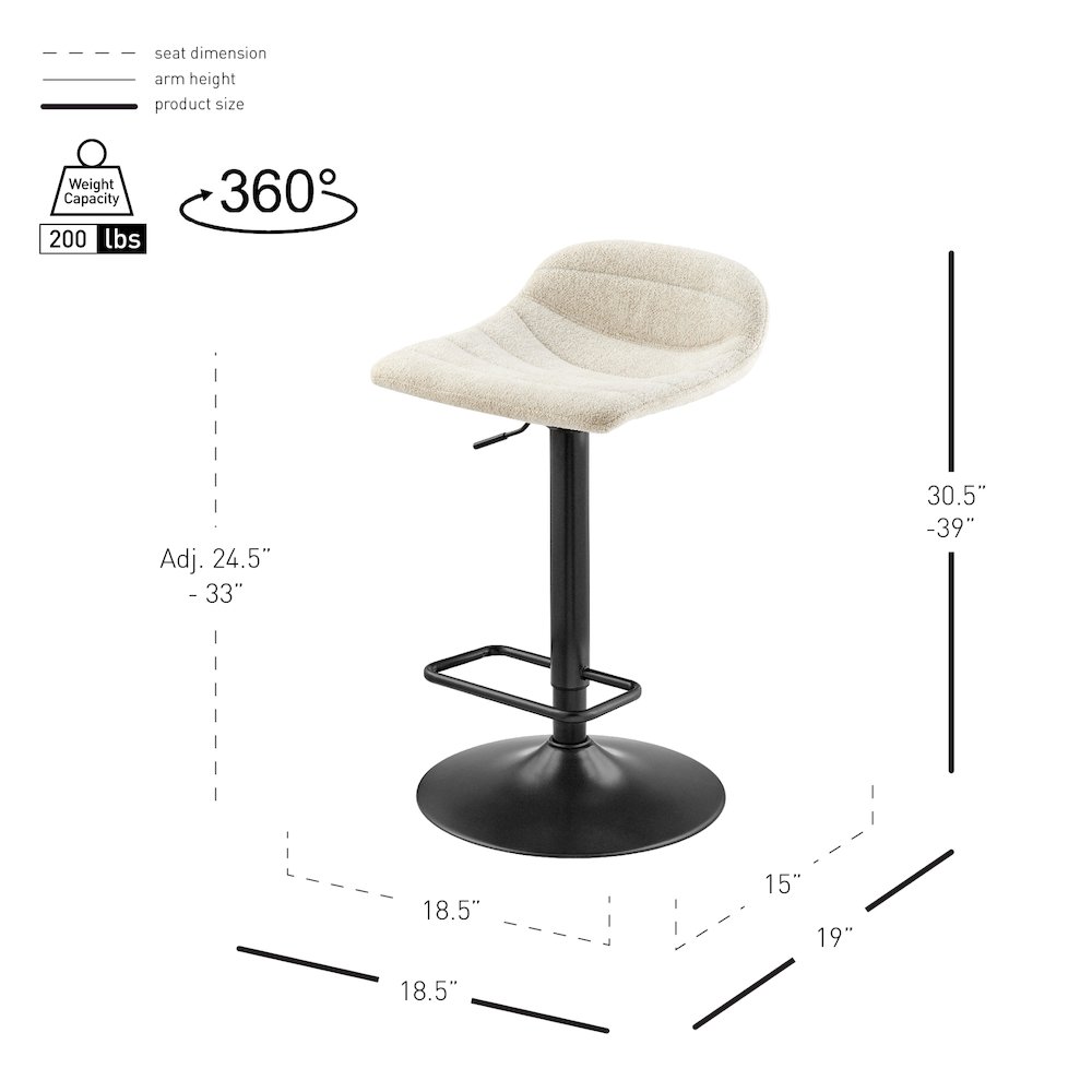 Koa Boucle Gaslift Swivel Bar Stool, (Set of 2). Picture 11