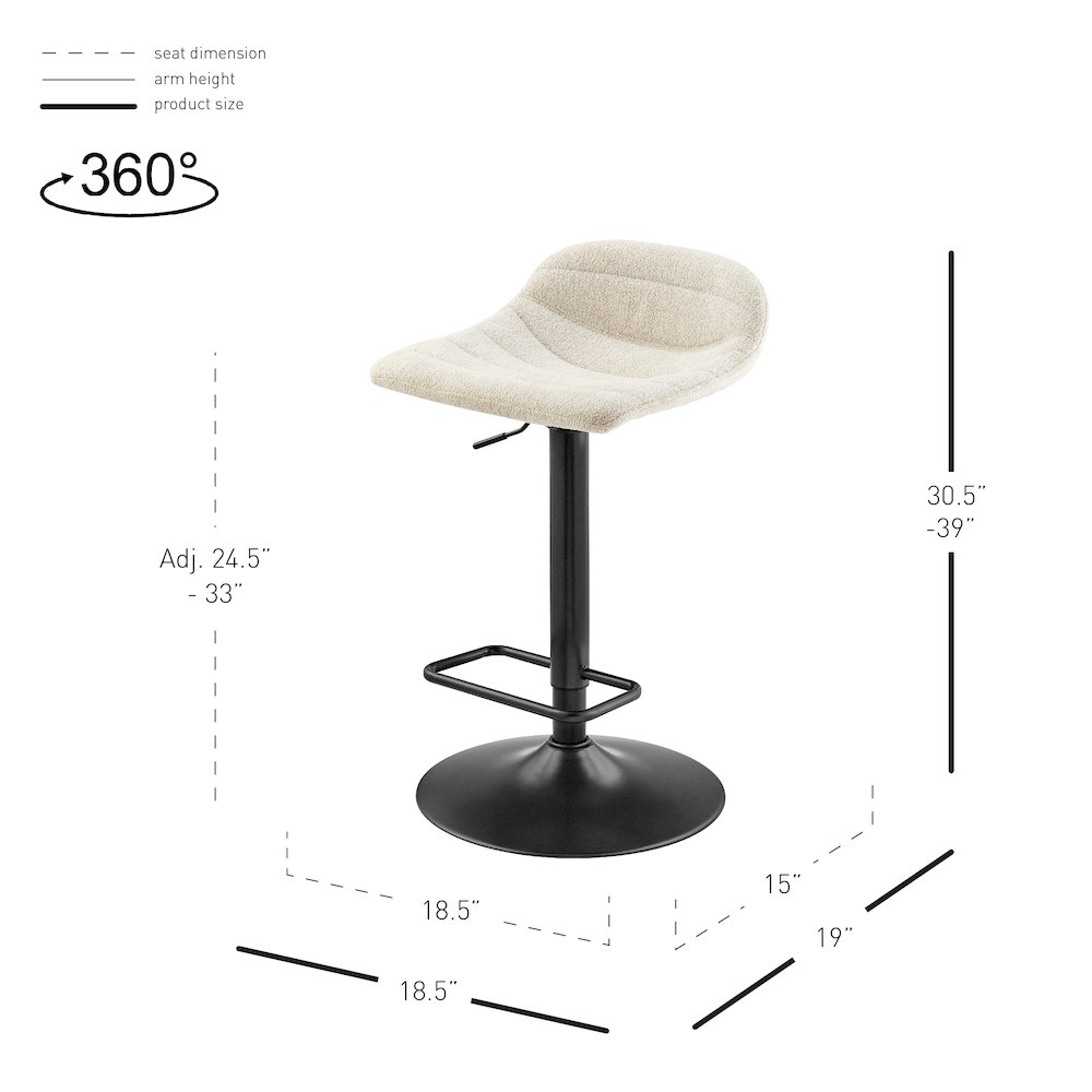 Koa Boucle Gaslift Swivel Bar Stool, (Set of 2). Picture 12