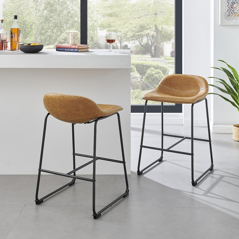 Leighton Faux Leather Counter Stool, (Set of 2). Picture 10