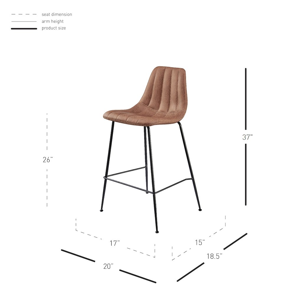 Robert Faux Leather Counter Stool, (Sett of 4). Picture 11