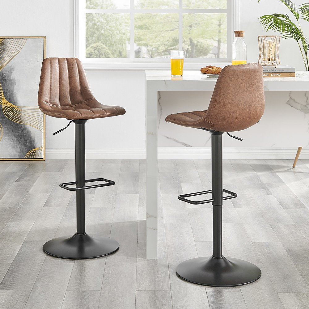 Robert Faux Leather Gaslift Swivel Bar Stool, (Set of 2). Picture 10