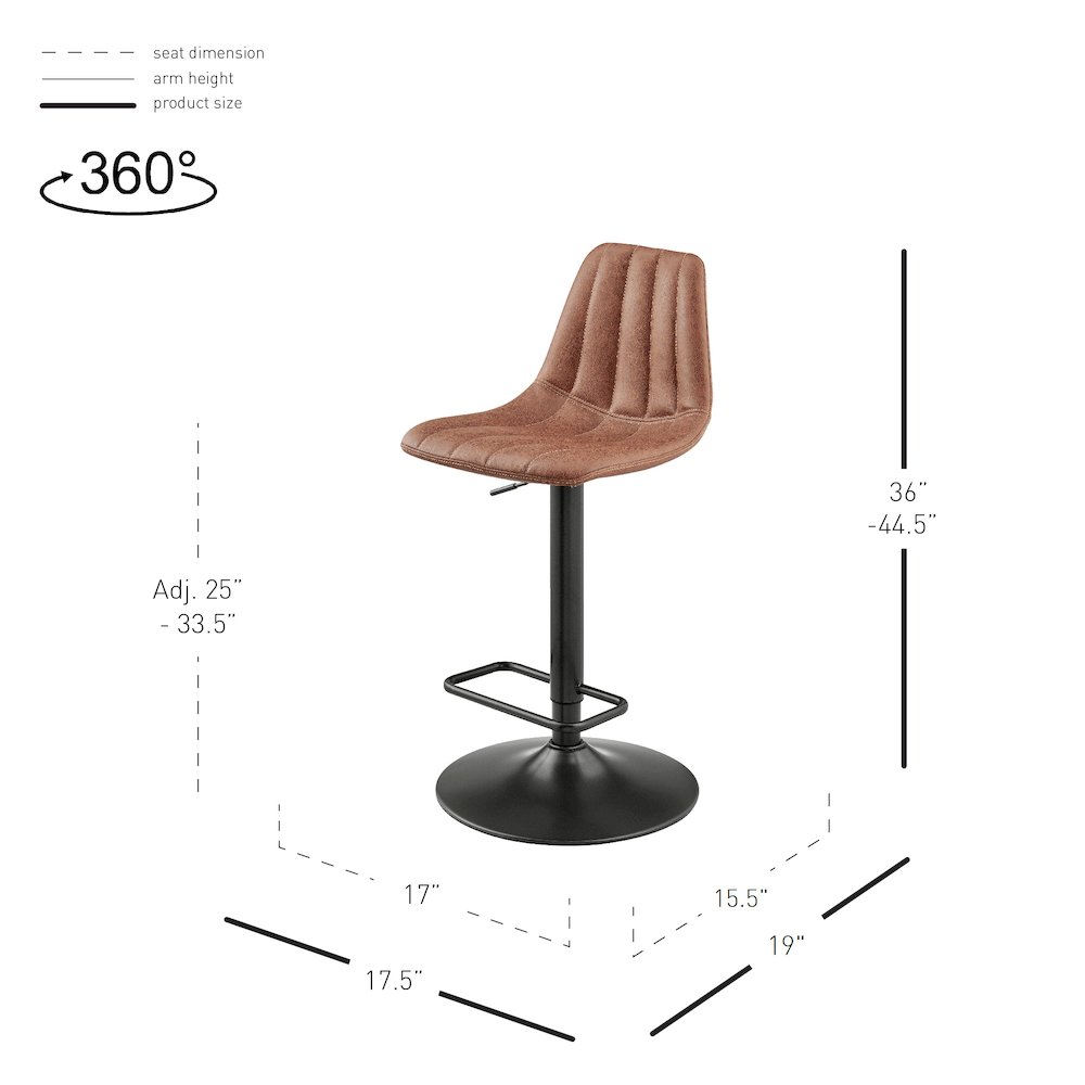 Robert Faux Leather Gaslift Swivel Bar Stool, (Set of 2). Picture 11