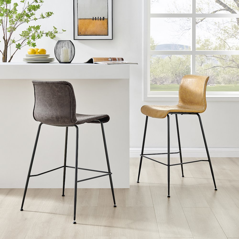 Jayden Faux Leather Low Back Counter Stool, (Set of 2). Picture 10