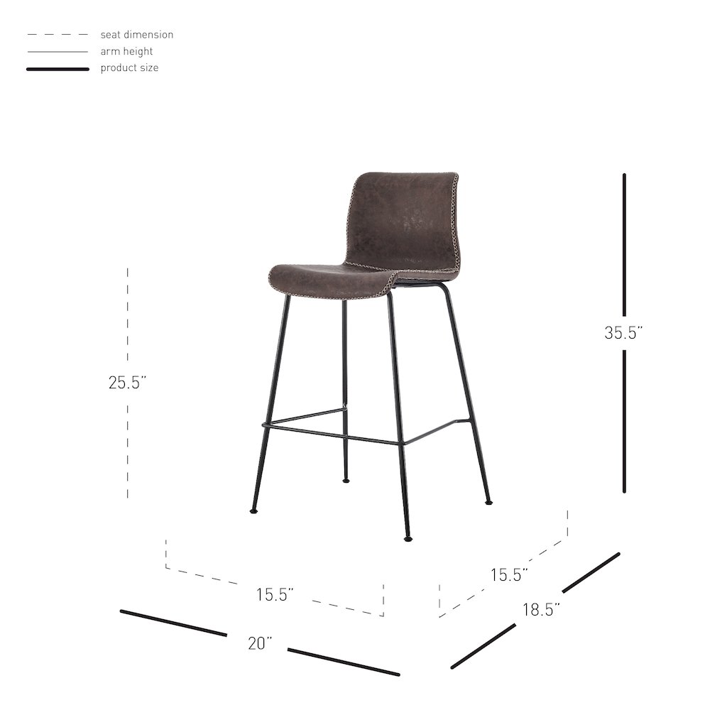Jayden Faux Leather Low Back Counter Stool, (Set of 2). Picture 11