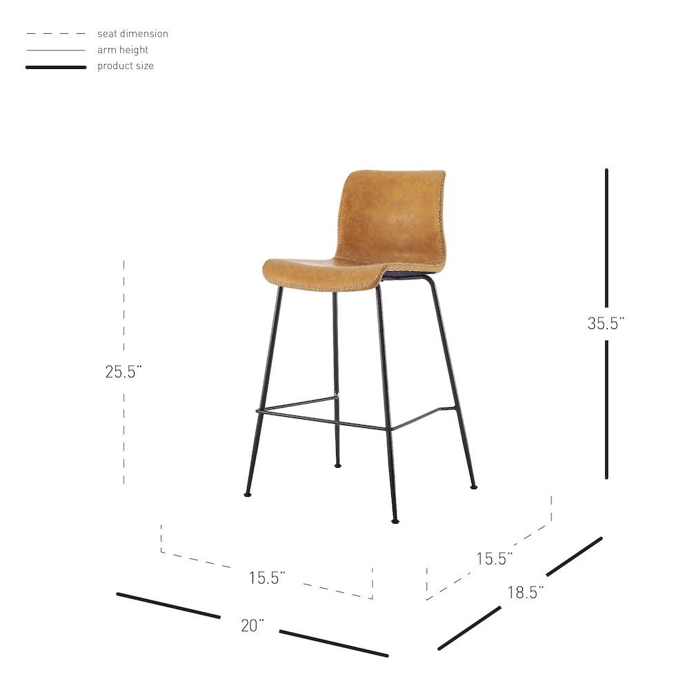 Jayden Faux Leather Low Back Counter Stool, (Set of 2). Picture 11