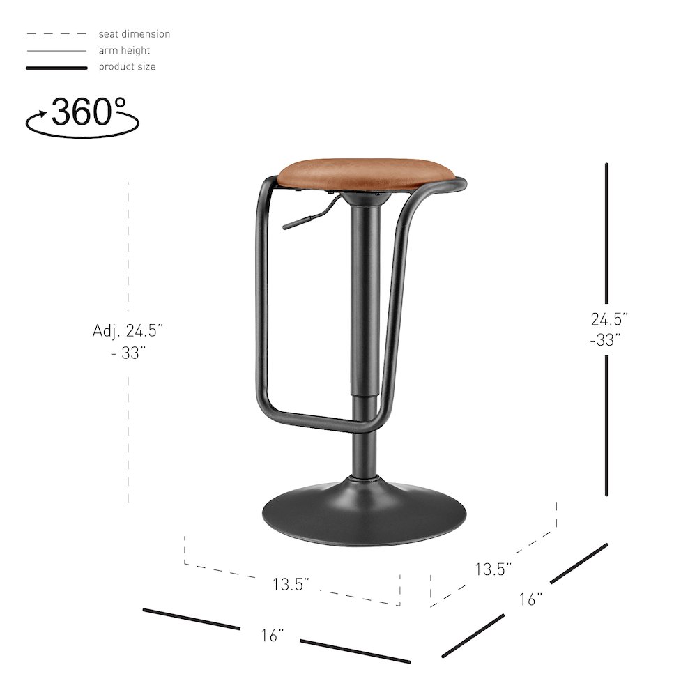 Elijah PU Gaslift Bar Stool, (Set of 2). Picture 12