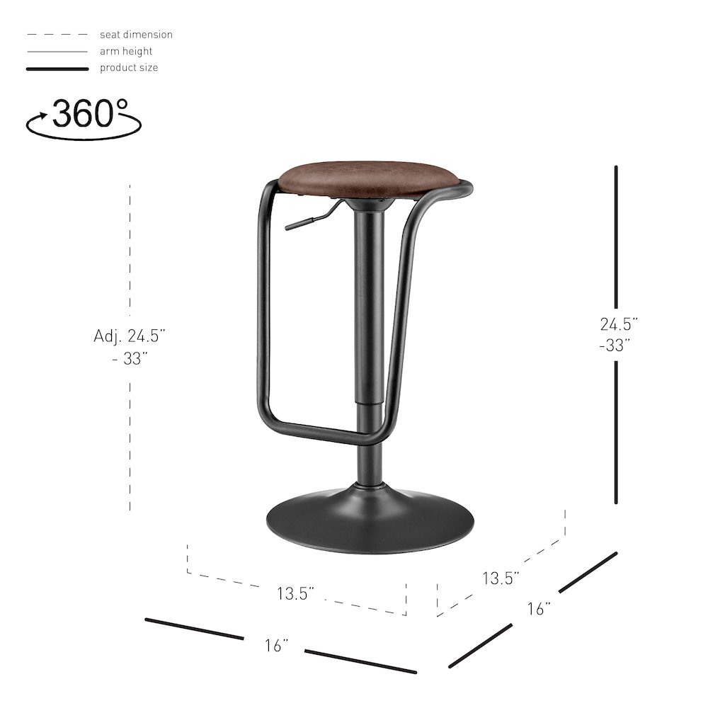 Elijah PU Gaslift Bar Stool, (Set of 2). Picture 12