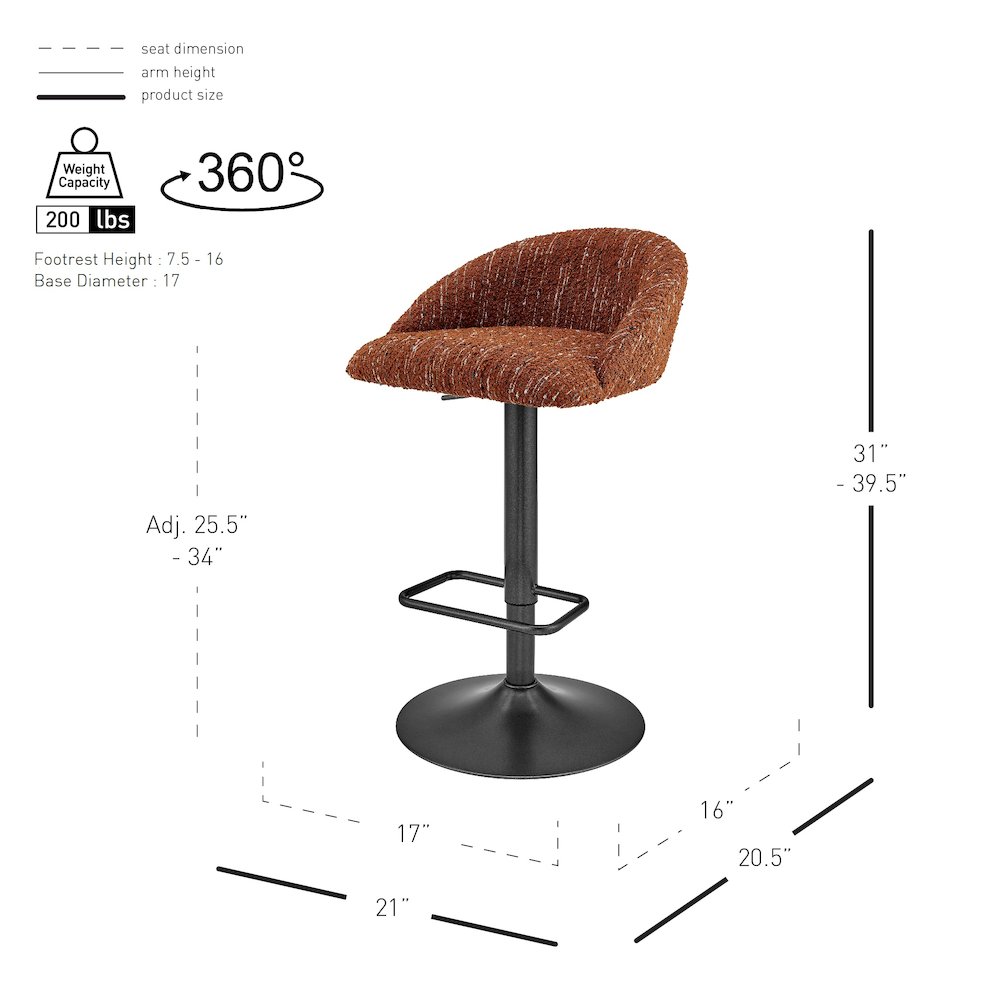 Jorrell Boucle Gaslift Swivel Bar Stool, (Set of 2). Picture 11