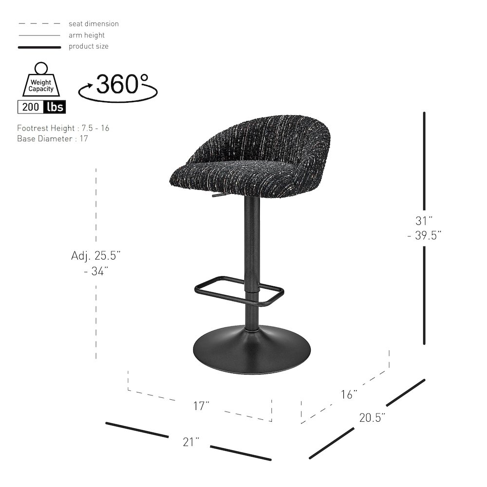 Jorrell Boucle Gaslift Swivel Bar Stool, (Set of 2). Picture 11