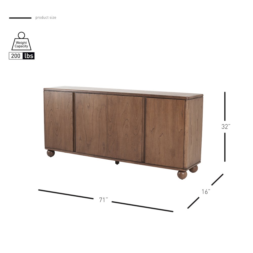 Harlyn 4-Door Buffet - Walnut. Picture 11