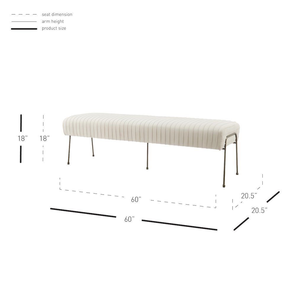 Merritt Velvet Pleated Bench. Picture 6
