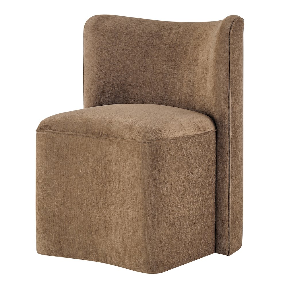 Morraine Dining Side Chair w/ Casters - Millburry Brown Chenille. Picture 1