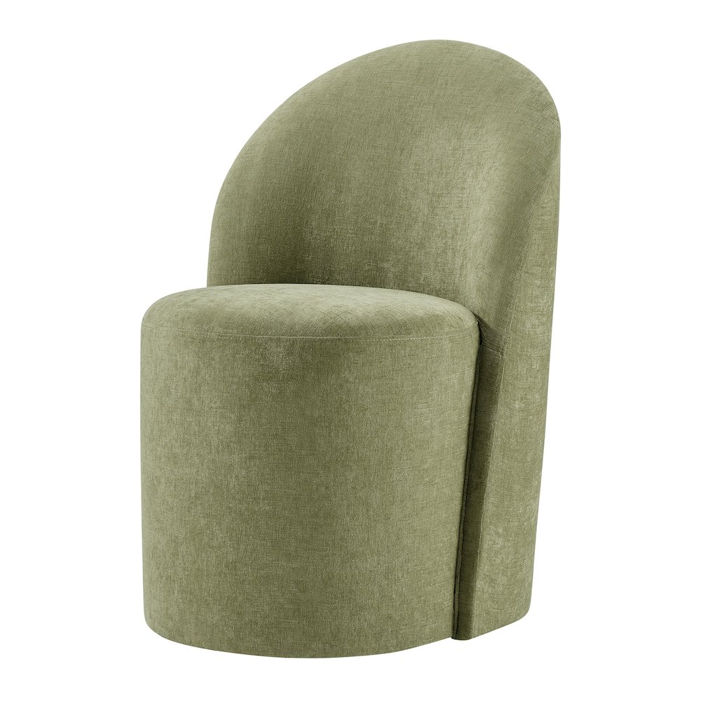 Cabrina Dining Side Chair w/ Casters - Millburry Green Chenille. Picture 1