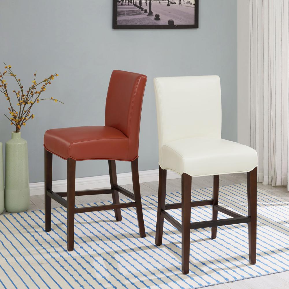 Bonded Leather Counter Stool, Pumpkin. Leg color: Wenge Brown.. Picture 8