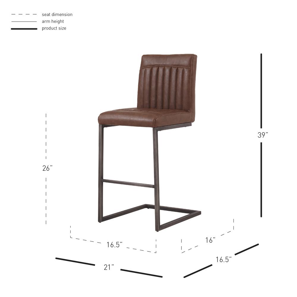 PU Leather Counter Stool,Set of 2, Antique Cigar Brown. Picture 8