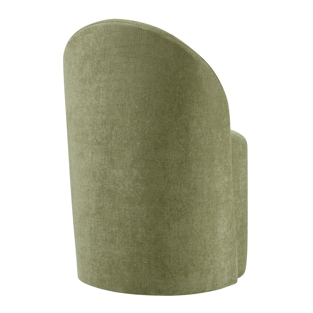 Cabrina Dining Side Chair w/ Casters - Millburry Green Chenille. Picture 6