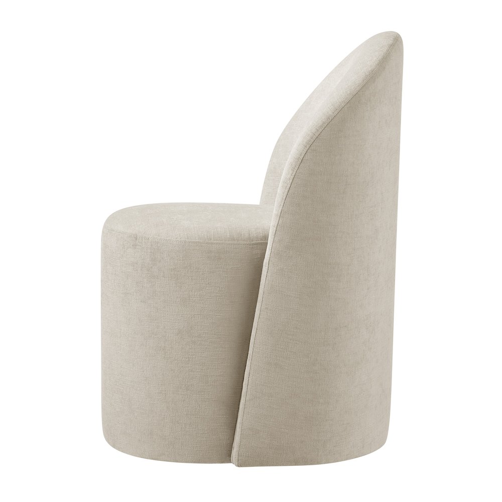Cabrina Dining Side Chair w/ Casters - Millburry Beige Chenille. Picture 3