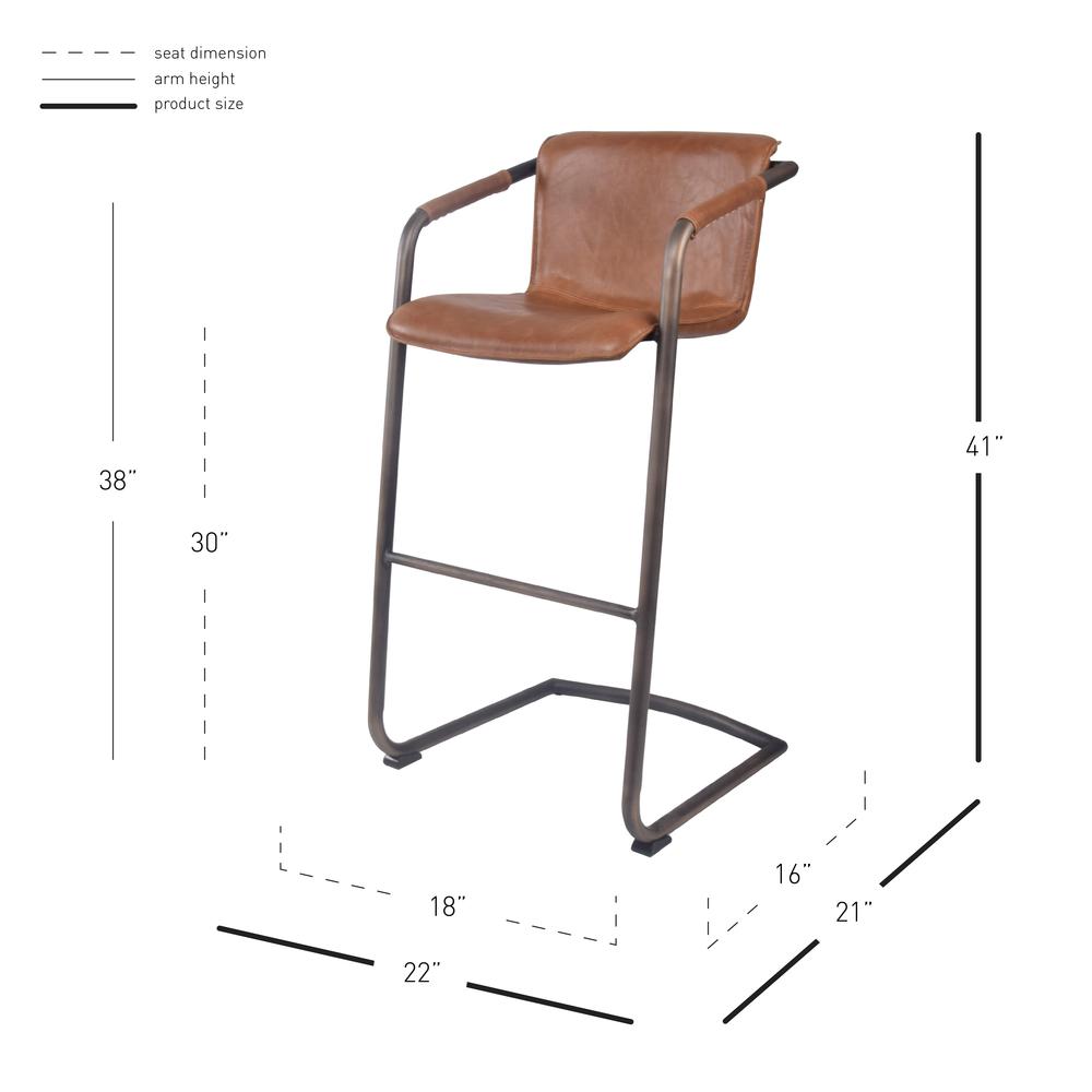 PU Leather Bar Stool,Set of 2, Antique Cigar Brow. Picture 6